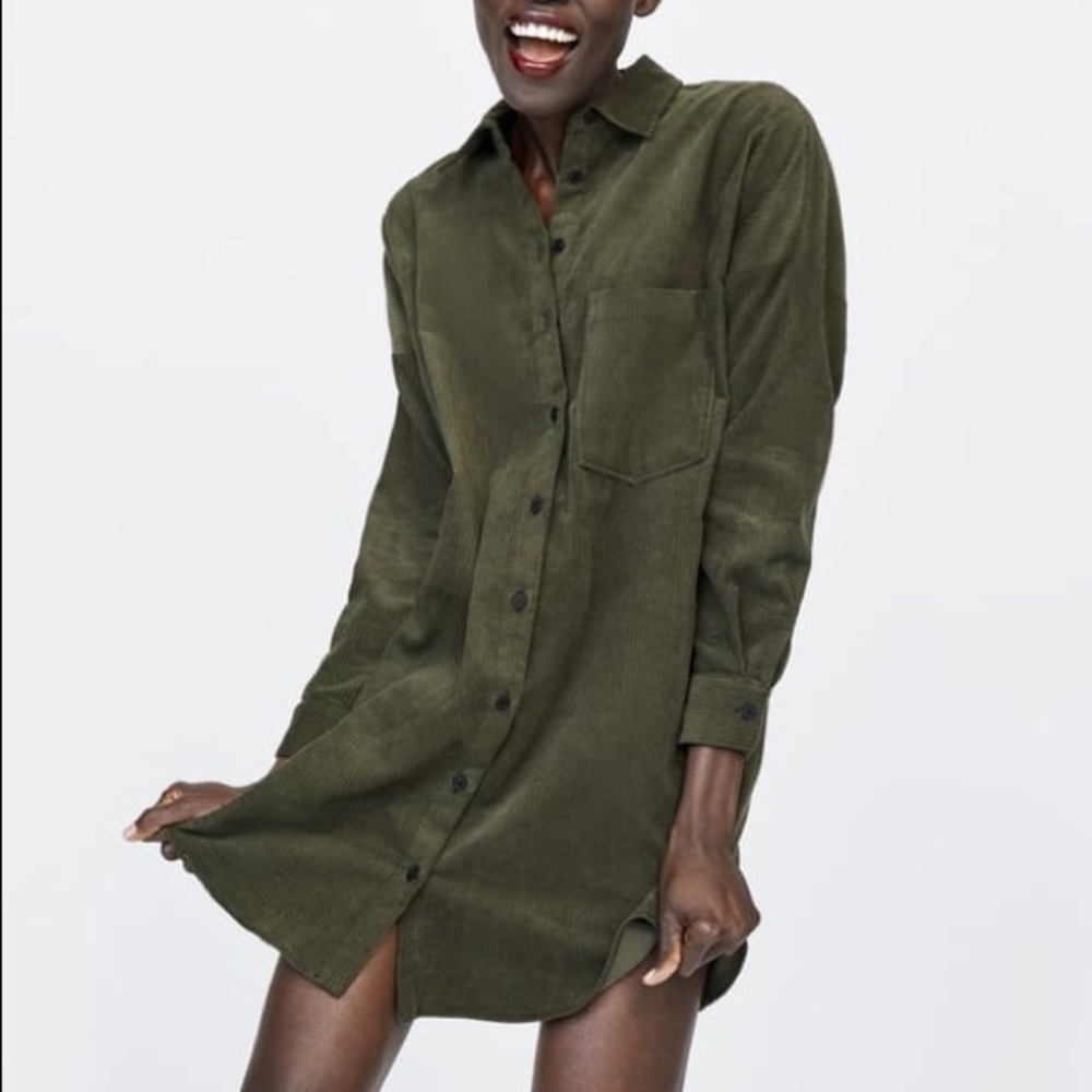 Zara Corduroy Shirt Dress